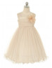 Square Neck Tulle Knee Length Flower Girl Dress With Decorated Flower